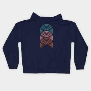Retro Rainbow in brown, blue and mauve colors Kids Hoodie